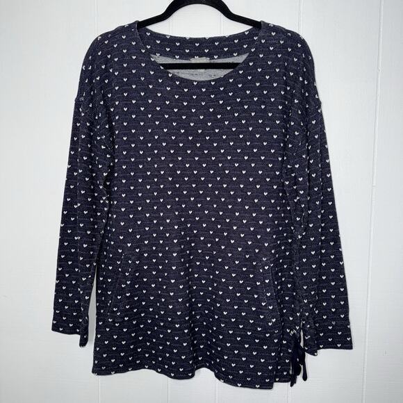 T By Talbots Women’s Heart Print Knit Sweater Blue Size Large - Picture 1 of 6